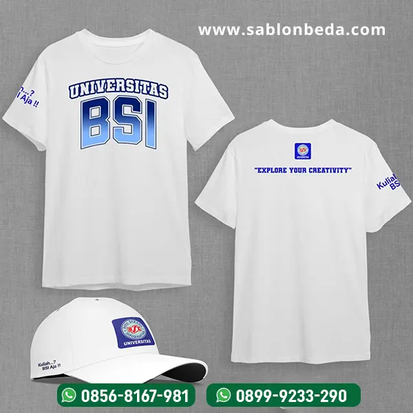 jual kaos ormik BSI UBSI September 2023 Putih pendek Topi